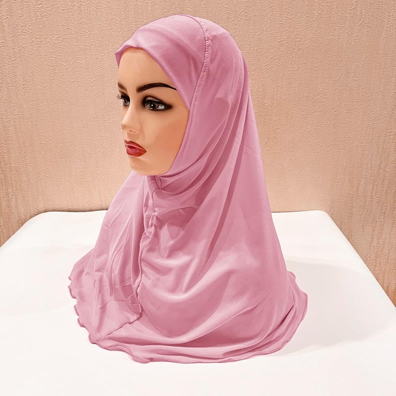 NICEYST Girls Instant Hijab Muslim Arab Scarf Shawls Neck Wrap Kids Islamic Solid Color Headscarf Turban for 7-12 Years Old - Image 5